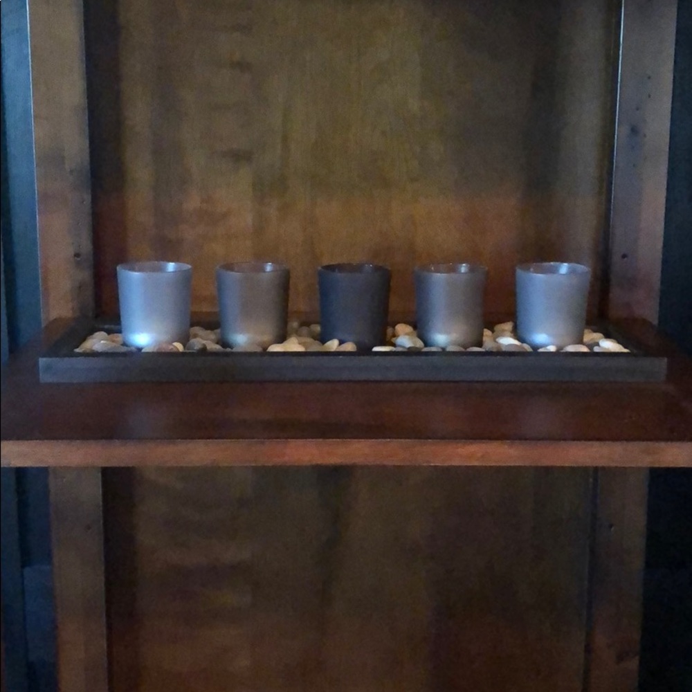 Home Decor: Wooden Votive Set with Rock Filler